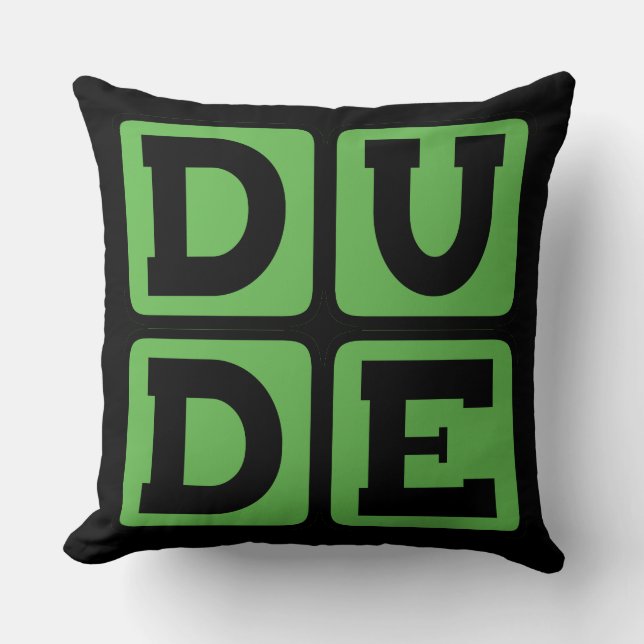 DUDE Slang Bro Funny Four Letter Design Slacker Cushion (Front)
