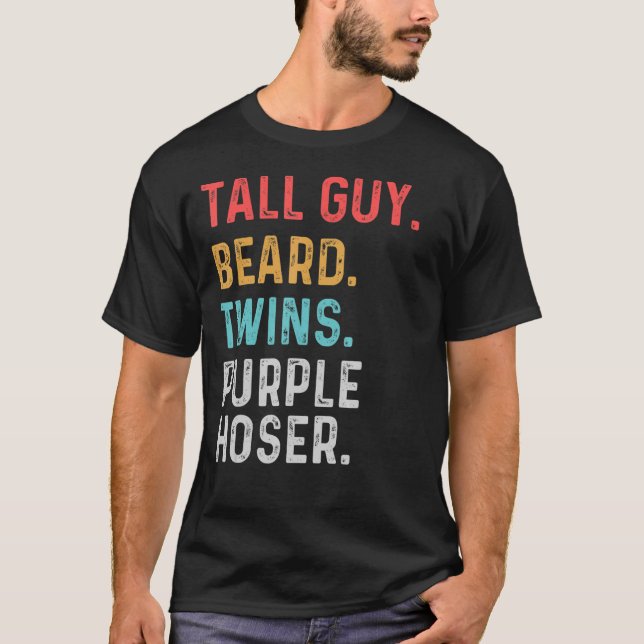dude tall guy beard twins purple hoser Perfect for T-Shirt (Front)