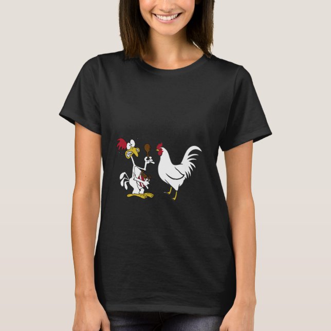 Dude That's Just Wrong! Funny Chicken Eating Fried T-Shirt (Front)