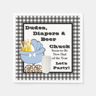 Dudes, Diapers and Beer Daddy Shower Party Napkins