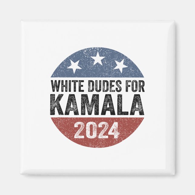 Dudes For Kamala Harris 2024 Retro Button Election Magnet (Front)