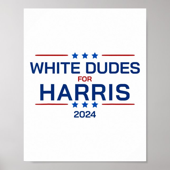 Dudes For Kamala Harris 2024 Retro Button Election Poster (Front)