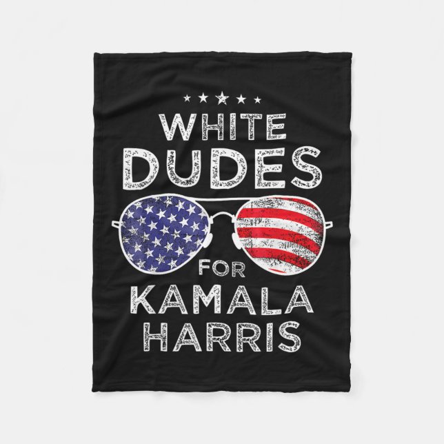Dudes For Kamala Harris Sungles Retro  Fleece Blanket (Front)