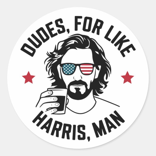 Dudes For Like Harris Man White Dudes For Harris  Classic Round Sticker (Front)