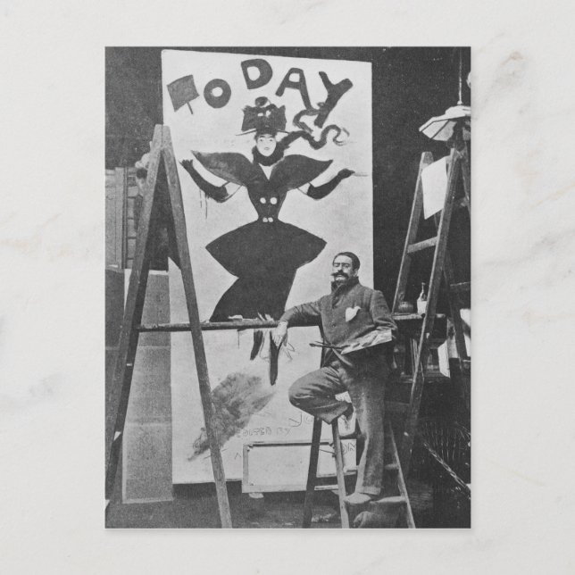 Dudley Hardy painting a poster Postcard (Front)