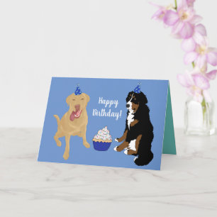 Dudley Labrador and Bernese Birthday Card