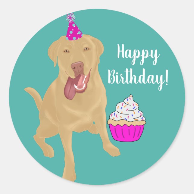 Dudley Labrador Birthday  Classic Round Sticker (Front)