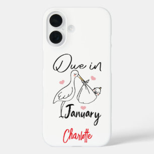 Due In January Cute Swan Carrying A Funny New Baby iPhone 16 Case