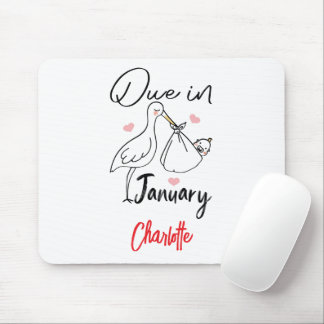Due In January Cute Swan Carrying A Funny New Baby Mouse Pad