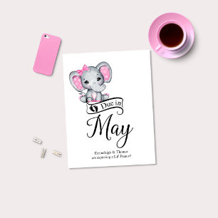 Due in May Little Peanut Baby Girl Elephant Postcard