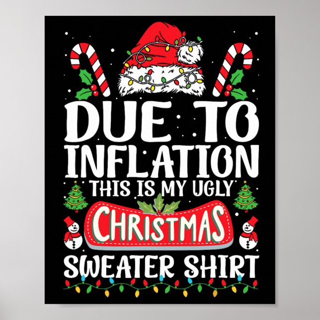 Due To Inflation Ugly Christmas Sweaters Funny Men Poster (Front)