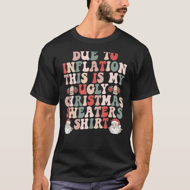 Due to Inflation Ugly Christmas Sweaters  Retro Gr (Front)