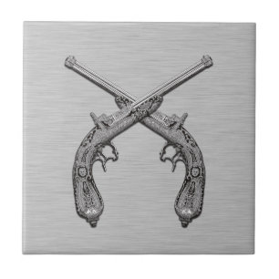 Duelling Antique Guns Grey Tile