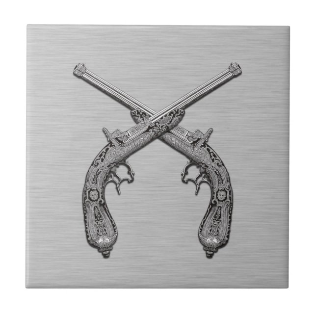 Duelling Antique Guns Grey Tile (Front)