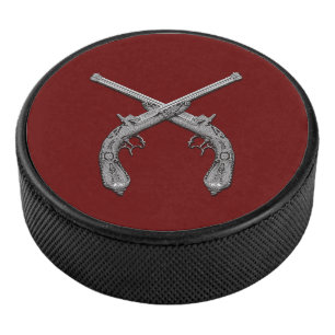 Duelling Antique Guns Hockey Puck