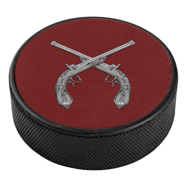 Duelling Antique Guns Hockey Puck (3/4)
