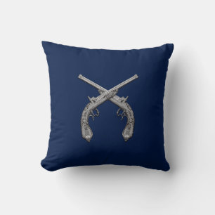 Duelling Antique Guns Navy Cushion