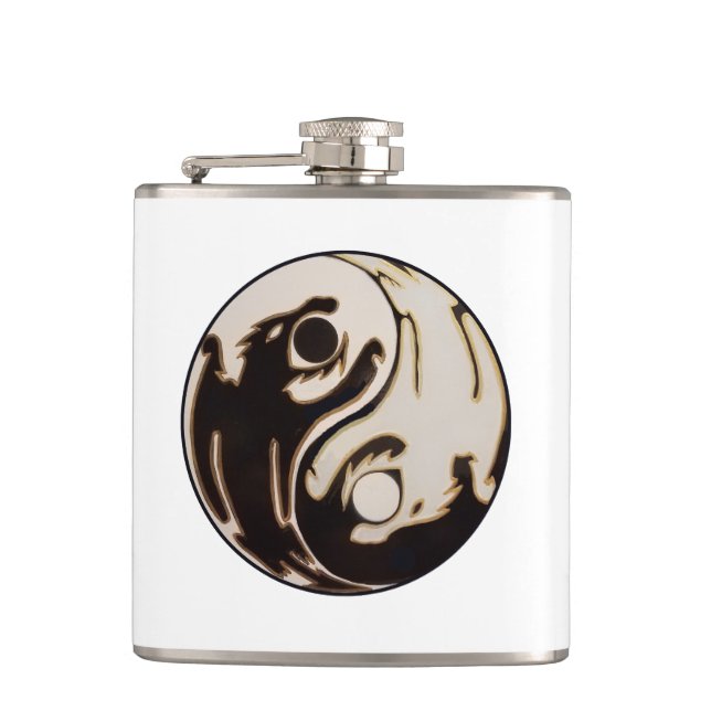 Duelling Dragon Yin Yang Hip Flask (Front)