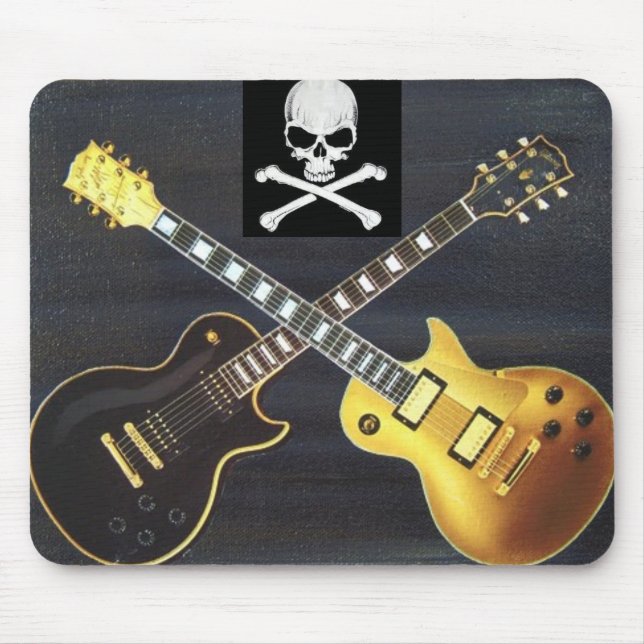 Duelling Guitars Skull & Crossbones Mousepad (Front)