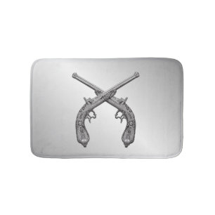 Duelling Pistols Silver Bath Mat