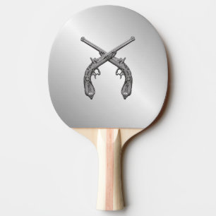 Duelling Pistols Silver Ping Pong Paddle
