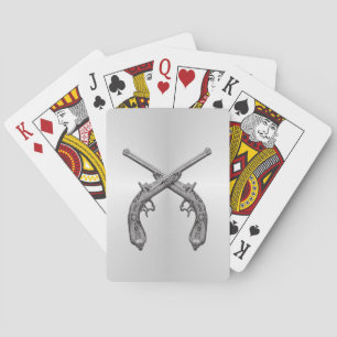 Duelling Pistols Silver Playing Cards