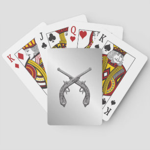 Duelling Pistols Silver Playing Cards