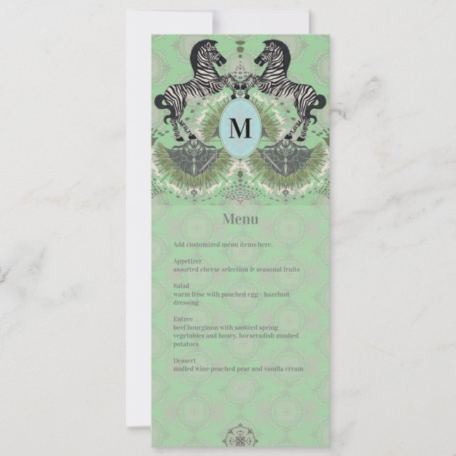 Duelling Zebra Monogram Menu (Front)