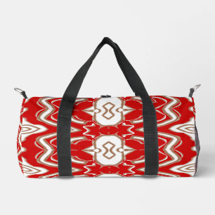 Duffel Bag, A modern red & white stylish pattern Duffle Bag