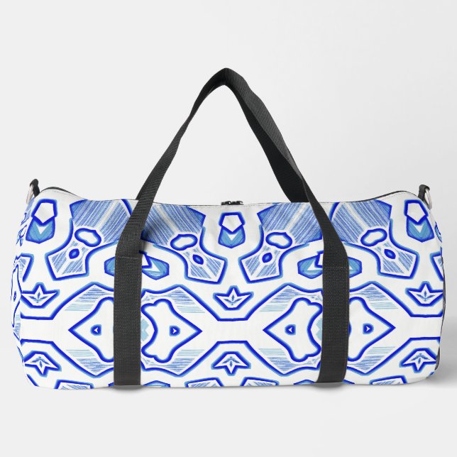 Duffel Bag, Modern blue  & white classic design    Duffle Bag (Front)