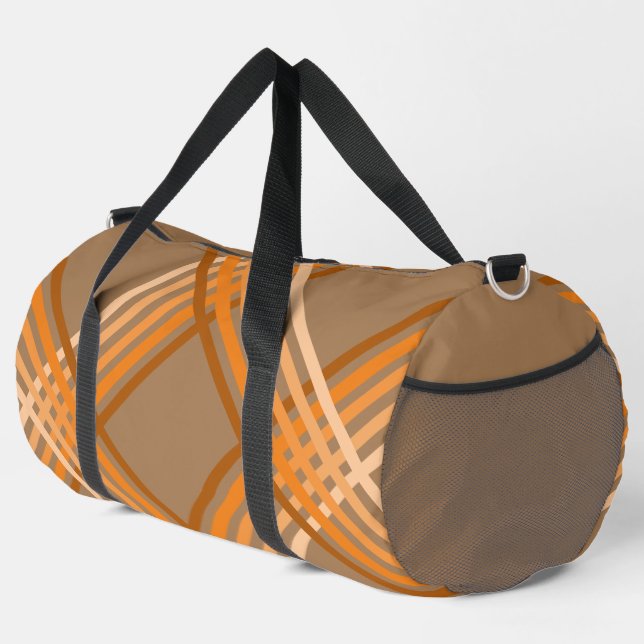 Duffel Bag - Orange Stripes on Brown (Right Corner)