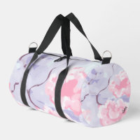 Duffel Bag : Pink Roses Winters Frost .