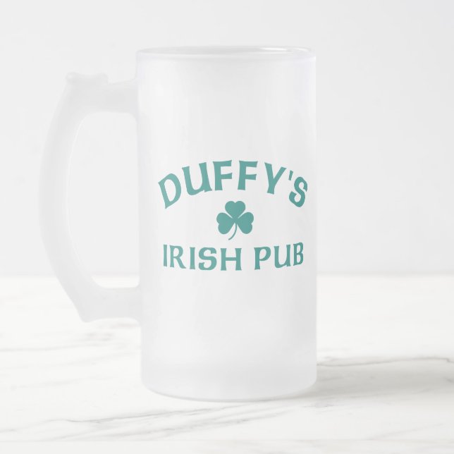 Duffy's Irish Pub Glass Frosted Glass Beer Mug (Left)