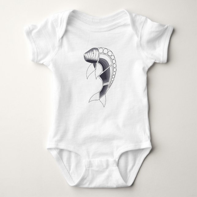 Dugong Genuine Aboriginal Art Baby Bodysuit (Front)
