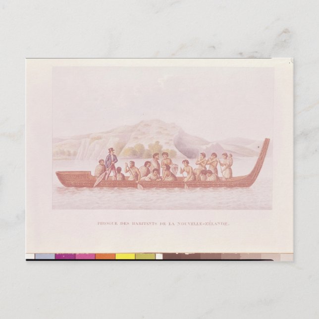 Dugout canoe piloted by natives of New Zealand Postcard (Front)