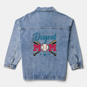 Dugout Mum Baseball Parent T-Ball Tee Ball Denim Jacket