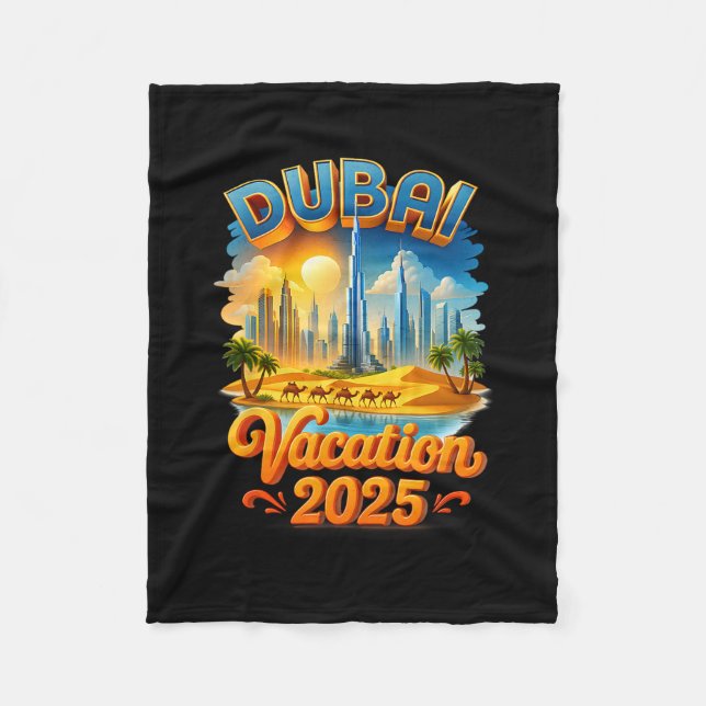 Dui Vacation Skyline Sunset Desert And Camel Adven Fleece Blanket (Front)