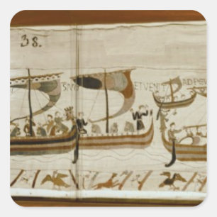 Duke William and his fleet cross Pevensey Square Sticker