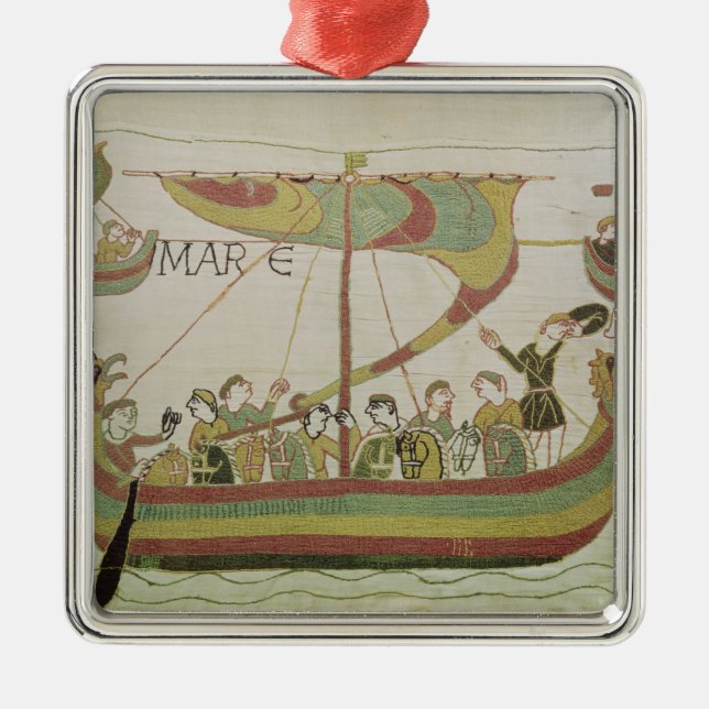 Duke William of Normandy crosses the sea Metal Tree Decoration (Front)
