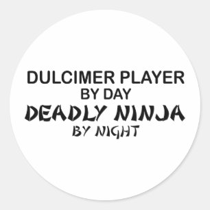 Dulcimer Deadly Ninja by Night Classic Round Sticker