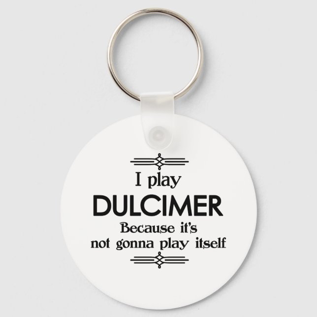 Dulcimer - Play Itself Funny Deco Music Key Ring (Front)