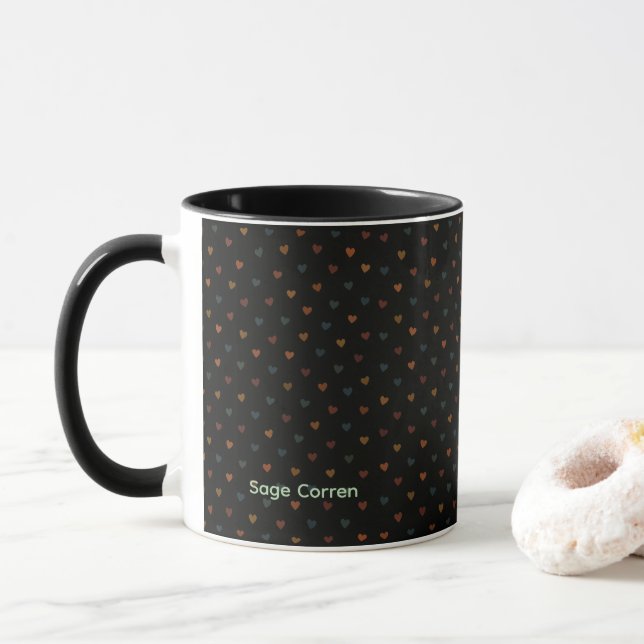 Dull Heart Pattern Mug (With Donut)