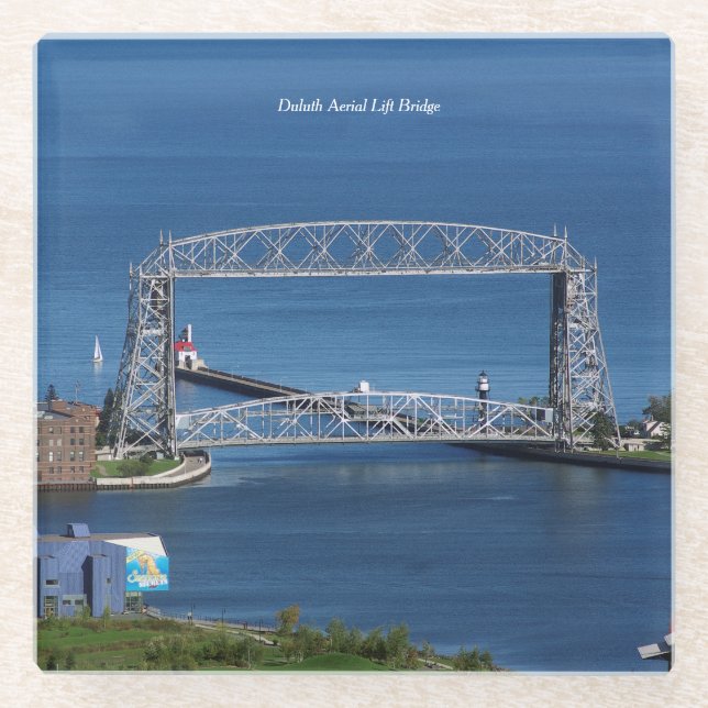Duluth Aerial Lift Bridge glass coaster (Front)