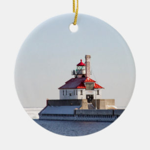 Duluth Harbor South Breakwater Lighthouse Ceramic Tree Decoration