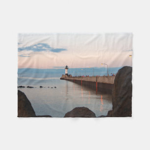 Duluth Harbour North Pier Light fleece blanket