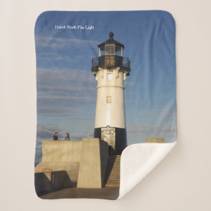 Duluth Harbour North Pier Light sherpa blanket