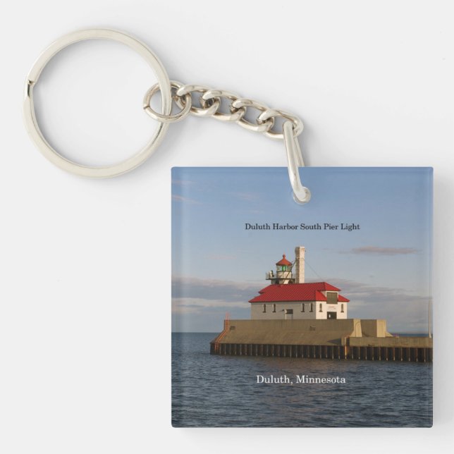 Duluth Harbour South/North Pierhead lights keychai Key Ring (Front)