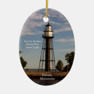 Duluth Harbour South Pier Inner Light oval ornamen Ceramic Tree Decoration