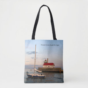 Duluth Harbour South Pier Light & Boat tote bag