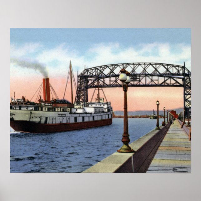 Duluth Minnesota Lift Bridge Great Lakes Poster (Front)